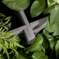 Outsunny 3 Tier Raised Garden Bed, Water Draining Fabric for Soil, Elevated Wood Flower Box for Vegetables, Herbs, Gray(m-8)