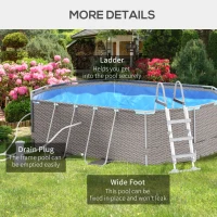 Outsunny Above Ground Swimming Pool, Non-Inflatable Frame Pool, Gray(m-6)