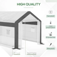 Outsunny 20' x 10' x 9' Walk-In Greenhouse, Outdoor Gardening Canopy with 6 Roll-up Windows, 2 Zippered Doors & Weather Cover, White(m-4)