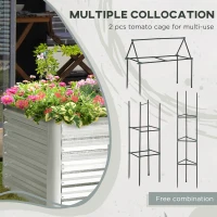 Outsunny 4' x 3' x 2' Raised Garden Bed with Support Rod, Steel Frame Elevated Planter Box, Silver(m-6)