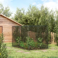 Outsunny 10' x 6.5' x 6.5' Crop Cage, Plant Protection Tent with Zippered Doors for Vegetable Garden, Backyard, Black(m-2)