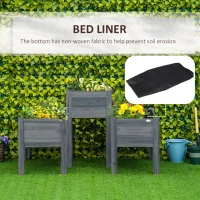 Outsunny Raised Garden Bed Set of 3, Elevated Wood Planter Box with Legs and Bed Liner for Backyard and Patio to Grow Vegetables, Herbs, Gray(m-7)