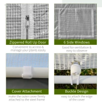 Outsunny 20' x 10' x 9' Walk-In Greenhouse, Outdoor Gardening Canopy with 6 Roll-up Windows, 2 Zippered Doors & Weather Cover, White(m-6)
