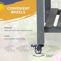 Outsunny Raised Garden Bed Planter Box w/ 8 Grow Grids, Storage Shelf & Lockable Wheels(m-5)