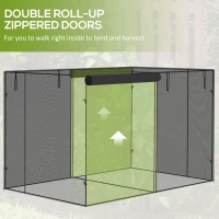 Outsunny 10' x 6.5' x 6.5' Crop Cage, Plant Protection Tent with Zippered Doors for Vegetable Garden, Backyard, Black(m-6)