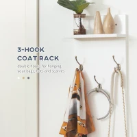 HOMCOM 3-in-1 Hall Tree, Modern Entryway Organizer with Shoe Rack Storage Organizer with Bench, 3-Hook Wall Mounted Coat Rack Wall Organizer with Mirror, for Hallway, White(m-5)