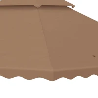 Outsunny 10' x 10' Gazebo Replacement Canopy Cover, 2 Tier Gazebo Roof Replacement TOP ONLY, Brown(m-8)