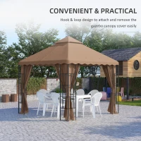 Outsunny 10' x 10' Gazebo Replacement Canopy Cover, 2 Tier Gazebo Roof Replacement TOP ONLY, Brown(m-5)