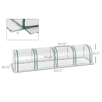 Outsunny 13' L x 3' W x 2.5' H Portable Tunneled Greenhouse with 4 Zippered Doors, Water/UV Fighting PVC Cover(m-3)