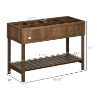 Outsunny Wooden Raised Garden Bed, Elevated Planter Box Stand with 8 Slots and Open Shelf, Dark Brown(m-3)