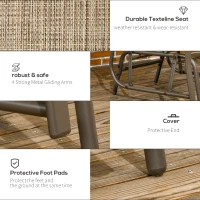 Outsunny Outdoor Glider Chairs with Coffee Table, Patio 2-Seat Rocking Chair Swing Loveseat with Breathable Sling for Backyard, Garden, and Porch, Light Brown(m-6)