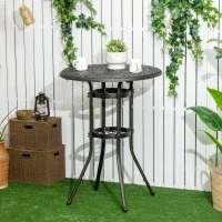 Outsunny Ф31.5" Round Garden Bar Table, Cast Aluminum Frame Patio Bar Height Desk w/ Umbrella Hole for Patio, Garden, Balcony, Bronze(m-1)