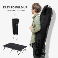 Outsunny 2-Person Camping Cot, Portable Adult Bed with Carrying Bag - Ideal for Hunting, Fishing Trips, Black(m-4)