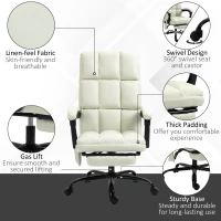 Vinsetto Massage Office Chair with 4 Vibration Points, Reclining Computer Chair with USB Port and Footrest - Cream White(m-8)