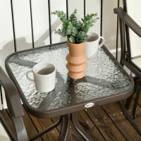 Outsunny 3 Piece Outdoor Glider Chair with Coffee Table Bistro Set, 2 Patio Rocking Swing Chairs with Breathable Sling Fabric, Glass Tabletop, for Backyard, Garden and Porch, Cream White(m-8)