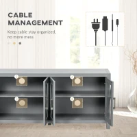 HOMCOM TV Cabinet Stand for TVs up to 58", Entertainment Center with Adjustable Shelves, 4 Glass Doors and 4 Cable Holes for Living Room, Gray(m-6)