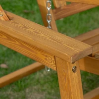 Outsunny 2 Seater Patio Swing Chair with Canopy and Hanging Chains, Wooden Porch Swing Glider, Outdoor Swing Loveseat, for Garden, Poolside, Backyard(m-7)