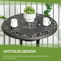 Outsunny Ф31.5" Round Garden Bar Table, Cast Aluminum Frame Patio Bar Height Desk w/ Umbrella Hole for Patio, Garden, Balcony, Bronze(m-4)