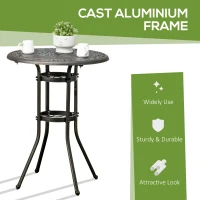 Outsunny Ф31.5" Round Garden Bar Table, Cast Aluminum Frame Patio Bar Height Desk w/ Umbrella Hole for Patio, Garden, Balcony, Bronze(m-5)