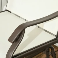 Outsunny 3 Piece Outdoor Glider Chair with Coffee Table Bistro Set, 2 Patio Rocking Swing Chairs with Breathable Sling Fabric, Glass Tabletop, for Backyard, Garden and Porch, Cream White(m-9)