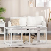 PawHut Dog Playpen, 6 Panels 24.5" Heavy Duty Pet Playpen, Foldable Dog Exercise Pen with Door Indoor Outdoor, White(m-1)