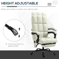 Vinsetto Massage Office Chair with 4 Vibration Points, Reclining Computer Chair with USB Port and Footrest - Cream White(m-6)