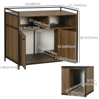 PawHut 35" x 17.7" x 28.7" Hidden Cat Litter Box Enclosure with Storage Shelves, Cat Furniture Indoor Pet House Side Table with Scratching Pad, Double Doors, Brown(m-3)
