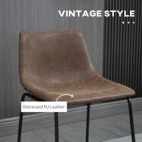 HOMCOM Bar Height Bar Stools Set of 2, Vintage PU Leather Bar Chairs, Kitchen Stools with Footrest for Home Bar, Tan Brown(m-4)