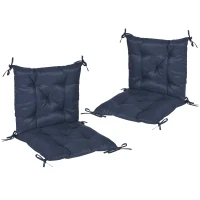 Outsunny Patio Chair Cushions Set of 2, 39" x 20" x 3" Outdoor Tufted Cushion Set with Ties for Indoor Outdoor Garden Furniture, Dark Blue(m-9)