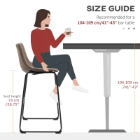 HOMCOM Bar Height Bar Stools Set of 2, Vintage PU Leather Bar Chairs, Kitchen Stools with Footrest for Home Bar, Tan Brown(m-6)