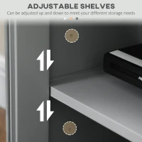 HOMCOM TV Cabinet Stand for TVs up to 58", Entertainment Center with Adjustable Shelves, 4 Glass Doors and 4 Cable Holes for Living Room, Gray(m-5)