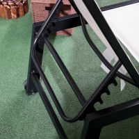 Outsunny Outdoor Chaise Lounge with Wheels, Five Position Recliner for Sunbathing, Suntanning, Steel Frame, Breathable Fabric for Beach, Yard, Patio, White(m-9)