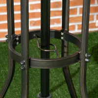 Outsunny Ф31.5" Round Garden Bar Table, Cast Aluminum Frame Patio Bar Height Desk w/ Umbrella Hole for Patio, Garden, Balcony, Bronze(m-9)