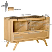 PawHut 47" Rabbit Hutch Indoor with Top Access, Elevated Bunny Cage Guinea Pig House with Removable Tray, Ramp, Yellow(m-3)