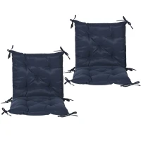 Outsunny Patio Chair Cushions Set of 2, 39" x 20" x 3" Outdoor Tufted Cushion Set with Ties for Indoor Outdoor Garden Furniture, Dark Blue(m-7)