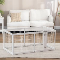 PawHut Dog Playpen, 6 Panels 24.5" Heavy Duty Pet Playpen, Foldable Dog Exercise Pen with Door Indoor Outdoor, White(m-9)