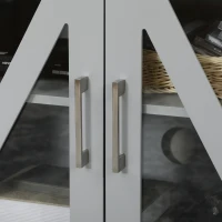 HOMCOM TV Cabinet Stand for TVs up to 58", Entertainment Center with Adjustable Shelves, 4 Glass Doors and 4 Cable Holes for Living Room, Gray(m-9)