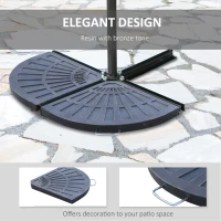 Outsunny 2pc Portable Umbrella Base Weights 61.6lbs Resin Flabelliform Garden Parasol Base Outdoor Patio Umbrella Stand Holder Weights, Bronze(m-4)