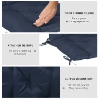 Outsunny Patio Chair Cushions Set of 2, 39" x 20" x 3" Outdoor Tufted Cushion Set with Ties for Indoor Outdoor Garden Furniture, Dark Blue(m-6)