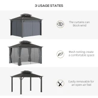 Outsunny 12' x 10' 2 Tier Gazebo, Steel & Aluminum, Gray(m-6)