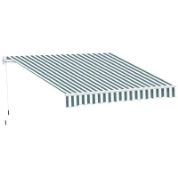Outsunny 8' x 7' Retractable Awning, Patio Awnings, Sunshade Shelter with 280 g/m² UV & Water-Resistant Fabric and Aluminum Frame for Deck, Balcony, Yard, Green and White(m-2)