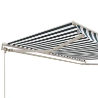 Outsunny 8' x 7' Retractable Awning, Patio Awnings, Sunshade Shelter with 280 g/m² UV & Water-Resistant Fabric and Aluminum Frame for Deck, Balcony, Yard, Green and White(m-10)