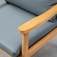 HOMCOM Armchair with Removable Seat and Back Cushion for Bedroom Living Room Chair with Faux Leather and Wood Legs Grey(m-9)