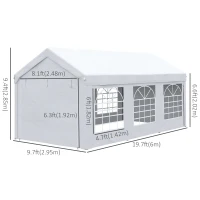 Outsunny 10' x 20' Party Tent & Carport, Large Outdoor Canopy Tent Portable Garage with Removable Sidewalls and Windows, White Tents for Parties, Wedding and Events(m-3)