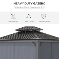 Outsunny 12' x 10' 2 Tier Gazebo, Steel & Aluminum, Gray(m-4)