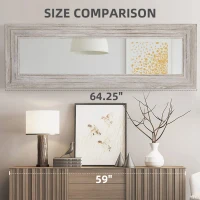 HOMCOM Rustic Wall Hanging and Leaning Floor Full Length Mirror, Gray(m-7)