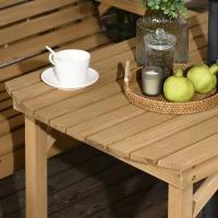 Outsunny 5 Piece Wooden Patio Dining Set for 6, Outdoor Conversation Set with 2 Armchairs, 2 Loveseats, and Dining Table with Umbrella Hole for Backyard, Garden, Light Brown(m-7)