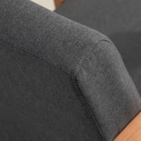 HOMCOM Mid-Century Modern Accent Chair Retro Fabric Armchair Wooden Arm Upholstered Lounge Chair for Living Room Grey(m-9)