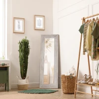 HOMCOM Rustic Wall Hanging and Leaning Floor Full Length Mirror, Gray(m-2)