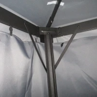 Outsunny 13' x 10' Patio Gazebo, Double Roof Outdoor Gazebo Canopy Shelter with Netting & Curtains, Strong Aluminum Frame, Dark Grey(m-10)